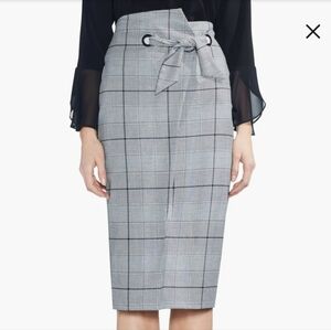 Vince Camuto Plaid Tie Waist Pencil Skirt – Size 2 – Grey/Black